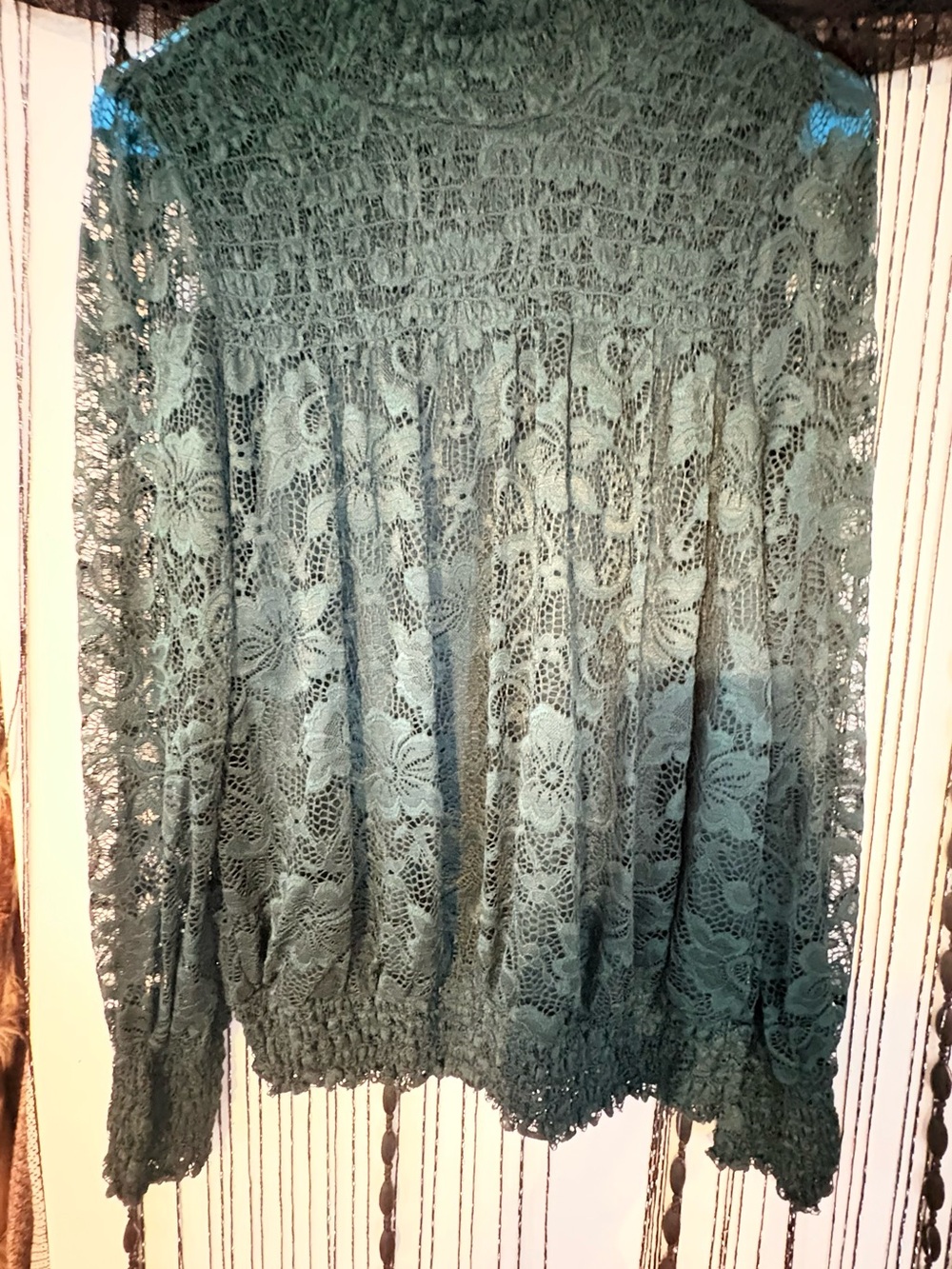 Cable & Gauge Teal Lace Long-Sleeve Blouse